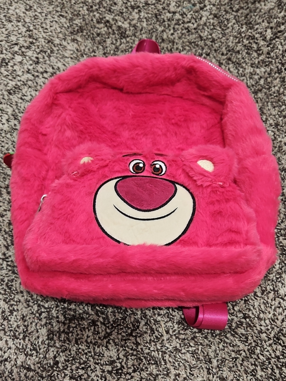 Disney Kids Plush Hot Pink Bear Backpack with Embroidered Face